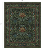 Bavni 8x10 Area Rugs for Living Room, Microfiber Machine Washable Non-Slip Vintage Floral Rug, Low Pile Lightweight Carpet for Bedroom, Dining Room, Home Office, Dark Green
