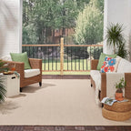 Nourison Home Courtyard Natural 10' x 14' Area Rug - Easy Clean, Non Shedding, Bed Room, Living Room, Dining Room, Kitchen (10' x 14')