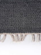 Rugsotic Carpets Hand Woven Flat Weave Kilim Wool ECO-Friendly Area Rugs - 10'x10', Square Shape, Charcoal Color, Solid Plain Design, Low Pile Handmade Rugs for Living Room, Bed Room (D00111)
