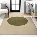 JONATHAN Y Machine Washable Cream/Green Indoor Area Rug 4X6 ft, Cirkel Minimalist Geometric Dot for Living Room, Bedroom, Kitchen, Office, Easy-Cleaning, Pet-Friendly, Non-Shedding WSH113C-4