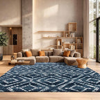 SAFAVIEH Adirondack Collection Area Rug - 10' Square, Navy & Ivory, Modern Diamond Distressed Design, Non-Shedding & Easy Care, Ideal for High Traffic Areas in Living Room, Bedroom (ADR131N)