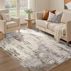 4x6 Area Rug Living Room Rugs - Washable Neutral Modern Abstract Soft Thin Rug Indoor Floor No Slip Rug Carpet for Bedroom Under Dining Table Home Office Decor - Brown/Grey/Beige