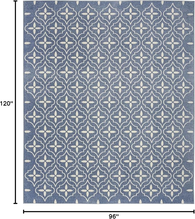 Nourison Home Nourison Essentials Blue Ivory 8' x 10' Area Rug - Easy Clean, Non Shedding, Bed Room, Living Room, Dining Room, Kitchen (8' x 10')