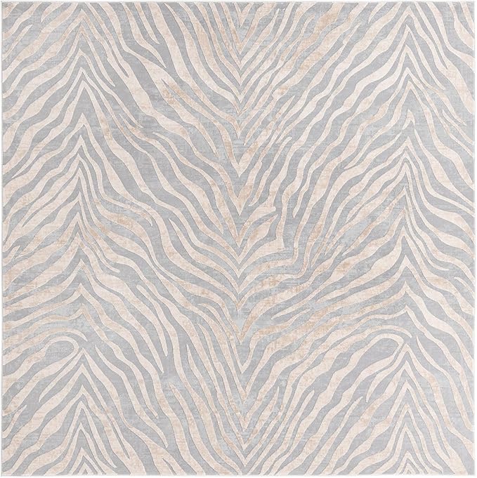 Unique Loom Finsbury Collection Area Rug - Meghan (7' 10" Square, Gray and Ivory)