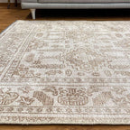 Alfa Rich 4x6 Beige Off White Washable Area Rugs for Living Room Bedroom Kitchen Dining Cotton Rug