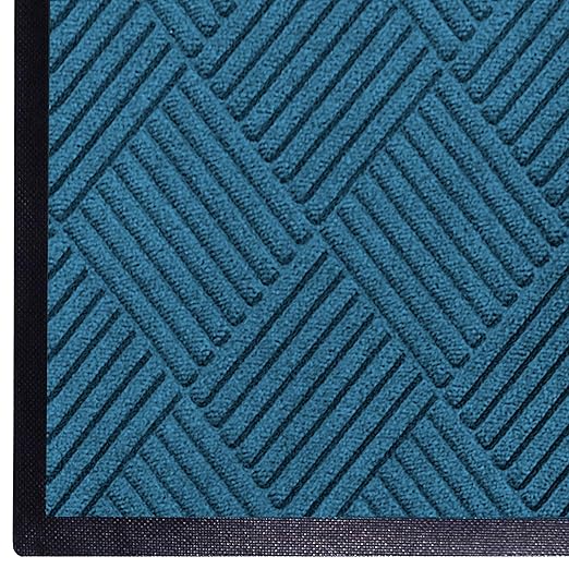 WaterHog Diamond | Commercial-Grade Entrance Mat with Rubber Border – Indoor/Outdoor, Quick Drying, Stain Resistant Door Mat (Medium Blue, 6' x 8')