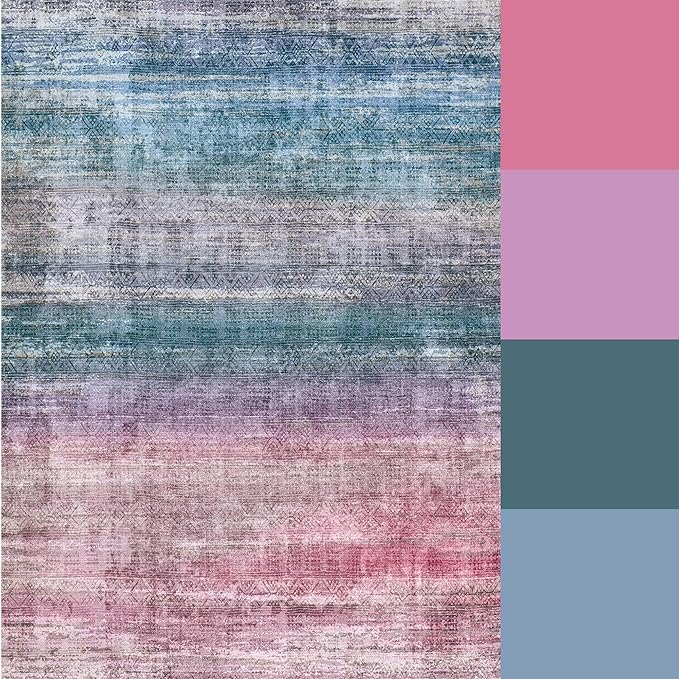 Kokia Abstract Area Rugs 10x14 Bedroom Washable Decor Low Pile Fluffy Non-Slip Non-Shedding Indoor Red Carpet Foldable Stain Resistant Floor Mat Living Room Dining Room, Oslo Orchid Peony