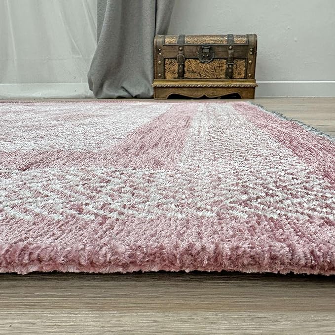 Alfa Rich 5x8 Mauve Lilac Washable Area Rugs for Living Room Bedroom Kitchen Cotton Rug