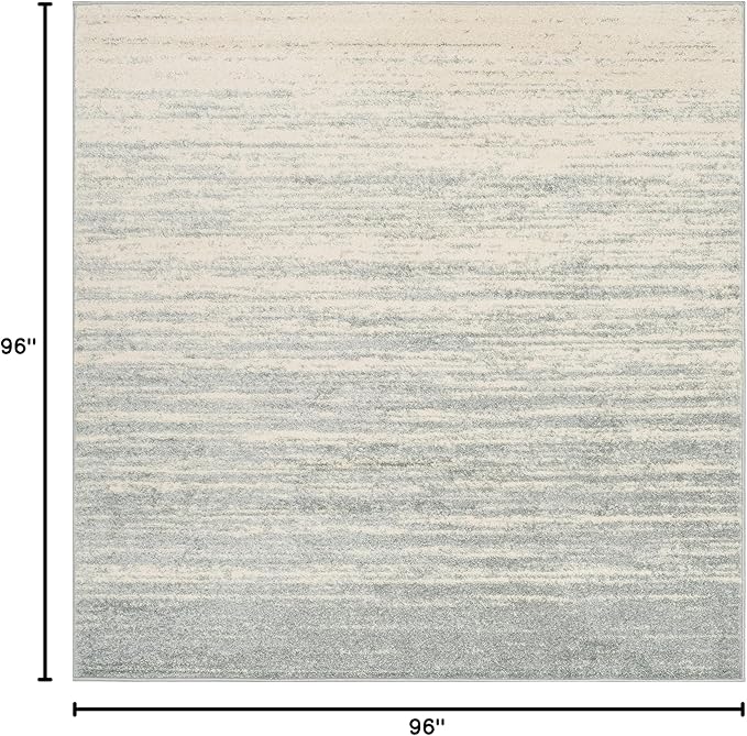 SAFAVIEH Adirondack Collection Area Rug - 8' Square, Slate & Cream, Modern Ombre Design, Non Shedding & Easy to Clean, Ideal for Living Room, Bedroom, Office, Dining Space (ADR113T)