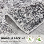 6ft Round Area Rug Living Room Rugs - 6x6 Washable Large Soft Indoor Neutral Modern Abstract Low Pile Rug Carpet for Bedroom Dining Room Farmhouse Home Office - Grey