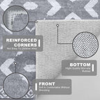 KILOCOCO Living Room Rug 5x7 Area Rug Printed Boho Washable Bedroom Rugs Non Slip Soft Large Moroccan Rubber Backed Indoor Rugs for Dining Room Office Farmhouse Geometric Carpet,Dark Grey