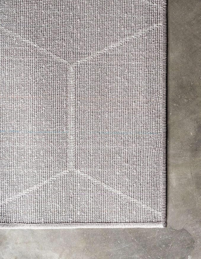 Unique Loom Trellis Frieze Collection Area Rug - Geometric (7' 10" Square, Light Gray/ Ivory)