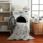 ReaLife Rugs Machine Washable Area Rug Runner - Living Room Bedroom Bathroom Kitchen Entryway Office - Padded Low Pile Stain Resistant Premium - Boho Farmhouse Vintage - Noor - Ivory Grey 2'6" x 6'