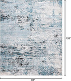 Rugs.com Leipzig Collection Area Rug – 8X10 Blue Low-Pile Rug Perfect for Living Rooms, Large Dining Rooms, Open Floorplans