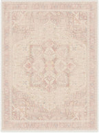 RUGGABLE Washable Area Rug – Kamran Soft Pink 9x12, Stain-Resistant, Non-Slip – Large Machine Washable Rugs for Living Room, Bedroom, Hallway, Entryway & Office–with Standard Pad