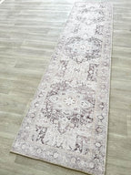 Fame Living Faded Oushak Rug, Turkish Vintage Floral Pastel Large Oversized Area Rugs for Living Room Dining Bedroom Kitchen Bathroom Nursery (848CrNv, 2' x 3')