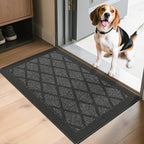 COSY HOMEER Non-Slip Door Mat 24"x36", Entryway Rugs Low Profile Absorbent Dirt Trapper Doormat for Front Entrance, Washable Polypropylene Entry Mat (Dark Grey)