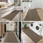 BEQHAUSE Dirt Trapper Door Mat 20" x 48", Non-Slip Washable Doormats Entrance Mat, Dirt Resistant and Absorbent Welcome Mat, Low Profile Floor Mats for Front Back Door and Entryway, Brown