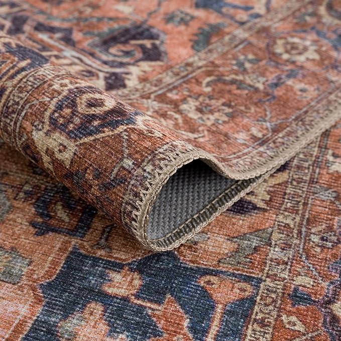 Bloom Rugs Washable 10 ft Runner - Beige/Terracotta Traditional Runner for Entryway, Hallway, Bathroom, and Kitchen - Exact Size: 2.5' x 10'