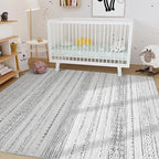 Nakagishi Area Rug Living Room Rugs: 5x7 Machine Washable Boho Large Neutral Farmhouse Stain Resistant Moroccan Indoor Floor Carpet for Bedroom Nursery Dorm Classroom Playroom Dining Room House- Grey