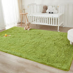 Andency 8x10 Area Rugs for Living Room, Olive Green Non-Slip Fluffy Soft Large Shag Bedroom Carpet, Big Indoor Thick Nursery Rug for Kids Dorm Home Decor Aesthetic