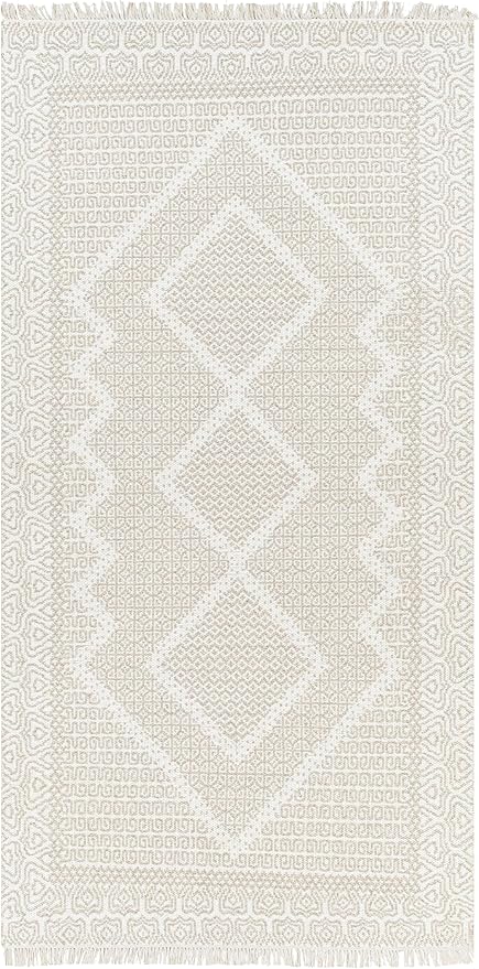Mark&Day Wool Rugs, 2x8 Nishnabotny Cottage Medium Beige Runner Area Rug, Beige Carpet for Hallway, Kitchen, Bedroom or Living Room (2'6" x 8' Runner)