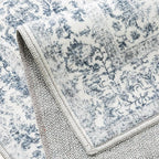 Navy Blue Area Rug 8x10 Machine Washable Large Vintage Living Room Distressed Non Slip Carpet Traditional Indoor Bedroom Retro Floral Accent Throw Rug for Office Kitchen Dining Room