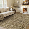 HelloTree Washable Rugs 5x7 Area Rug for Living Room, Vintage Boho Brown Rug Non Slip Carpet Retro Accent Indoor Mat Print Distressed Low Pile Throw Large Rug for Office Bedside-Brown