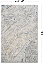 Rugshop Marble Swirl Distressed Gray Area Rug 6' 6" x 9' Ideal for Living Rooms, Bedrooms, or Under 6Person Dining Tables