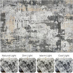 8x10 Area Rugs Living Room: Washable Large Abstract Modern Soft Rug Stain Resistant Indoor Floor Non Slip Accent Carpet for Bedroom Nursery Playroom Dining Room Office Dorm Home House- Black Gold