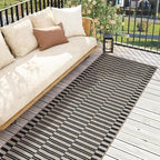 Lahome Striped Easy Jute Entryway Runner, 2x6 Kitchen Mats for Floor Black Rug Runners for Hallways Non Slip Indoor Outdoor Carpet, Farmhouse Non Shedding Floor Carpet for Laundry Porch Corridor