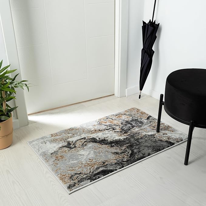 LUXE WEAVERS Marble Swirl Abstract Area Rug, Smoke 2x3