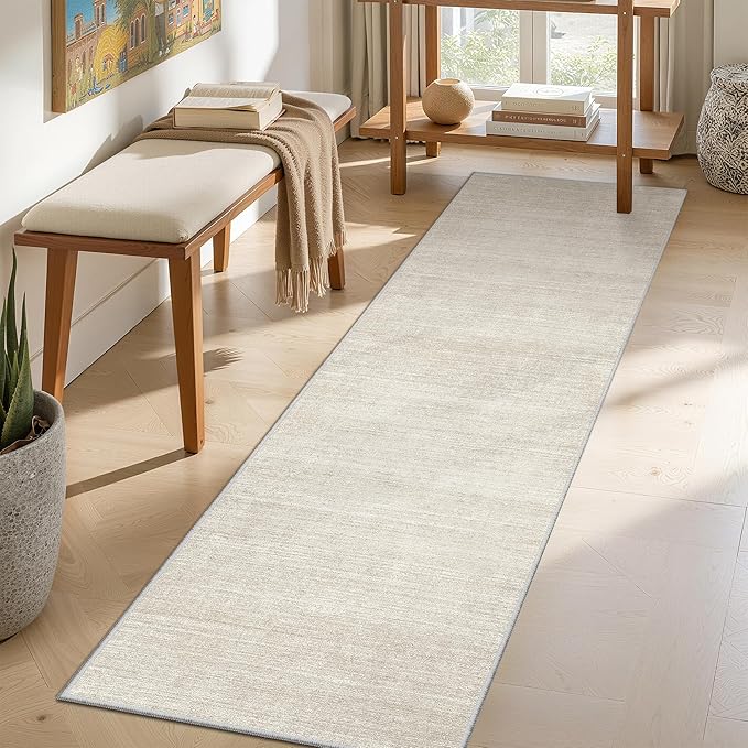 Valenrug Washable Rugs 2x5 - Stain Resistant 2x5 Area Rugs for Living Room, Non Slip Backing Large Area Rugs for Bedroom, Folable Machine Washable Area Rug (2'x5', Beige)