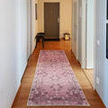 Ambesonne Vintage Decorative Rug, Nostalgic Retro Floral Petals Pastel Look Damask Check Victorian Motif, Quality Carpet for Bedroom Dorm and Living Room, 2' 5" x 7' 5", Dark Mauve and Pink