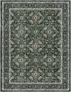 WITSHOCK Living Room Area Rugs 5x8: Soft Non-Slip Backing Washable Rugs Vintage Large Carpet for Bedroom Office Dining Room Kitchen Stain Resistant Home Decor Rug, Dark Green