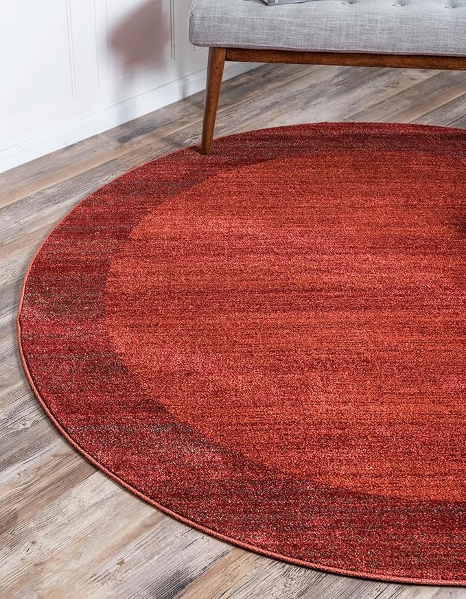 Rugs.com Angelica Collection Rug – 6 Ft Round Terracotta Medium Rug Perfect for Kitchens, Dining Rooms