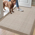 LUMI Inside Door Mat for Entry 30''x48'', Absorbent, Dirt Trapper, Low Profile Thin, Non Slip Mats with Rubber Backing, Ideal for Indoor, High Traffic, Garage, Entrance, Checkered Beige