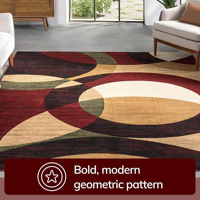 Well Woven Dulcet Bingo Red Modern Geometric (7'10" x 9'10") Area Rug