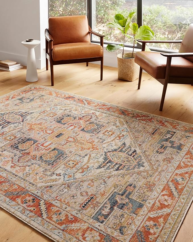 Loloi Jocelyn Collection JOC-01 Sand/Multi 9'-6" x 12'-6" .38" Thick Area Rug