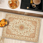 COMSLE Boho Area Rug, 2 x 3 Ft Machine Washable Rugs for Entryway Faux Wool Small Rugs Distressed Throw Rug Non-Slip Floor Carpet for Indoor Bedroom Kitchen Living Room