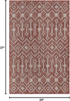 Unique Loom Outdoor Trellis Collection Area Rug - Tribal Trellis (2' x 3' 1" Rectangle Rust Red/Ivory)