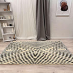Alfa Rich 3x5 Geometric Beige Black Washable Area Rugs for Living Room Bedroom Kitchen Cotton Runner