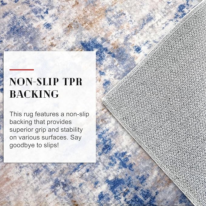 Modern Abstract Runner Rug 2x6, Grey Blue Orange Multi Washable Kitchen Runner Non-Slip Soft Hallway Rug Runner Thin Print Faux Wool Carpet for Entryway Bedroom Laundry Room Indoor Home Decor