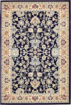 Unique Loom Sialk Hill Collection Area Rug - Washington (4' 1" x 6' 1" Rectangle Navy Blue/Cream)