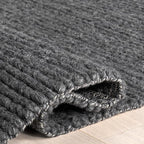 Nuloom Penelope Charcoal, 5' x 8', Hand-Braided, Wool & Cotton, Soft and Textured, High Traffic, Stain Resistant, Easy Clean, Durable Area Rug for Bedroom, Living Room, Dining, Foyer, Entryway