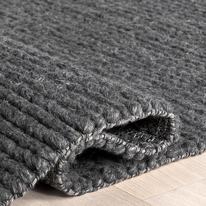 Nuloom Penelope Charcoal, 8'6" x 11'6", Hand-Braided, Wool & Cotton, Soft and Textured, High Traffic, Stain Resistant, Easy Clean, Durable Area Rug for Bedroom, Living Room, Dining, Entryway