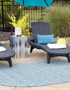 Unique Loom Outdoor Trellis Collection Area Rug - Tribal Trellis (5' 3" x 8' Oval, Aqua/ Ivory)