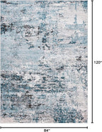 Rugs.com Leipzig Collection Area Rug – 7X10 Blue Low-Pile Rug Perfect for Bedrooms, Dining Rooms, Living Rooms