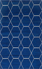Unique Loom Trellis Frieze Collection Area Rug - Geometric (5' 3" x 8' Rectangle, Navy Blue/ Ivory)