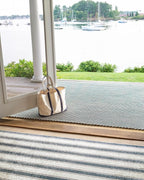 Dash & Albert Awning Stripe Blue Machine Washable Rug, 2 X 3 Feet, Blue Stripe Pattern